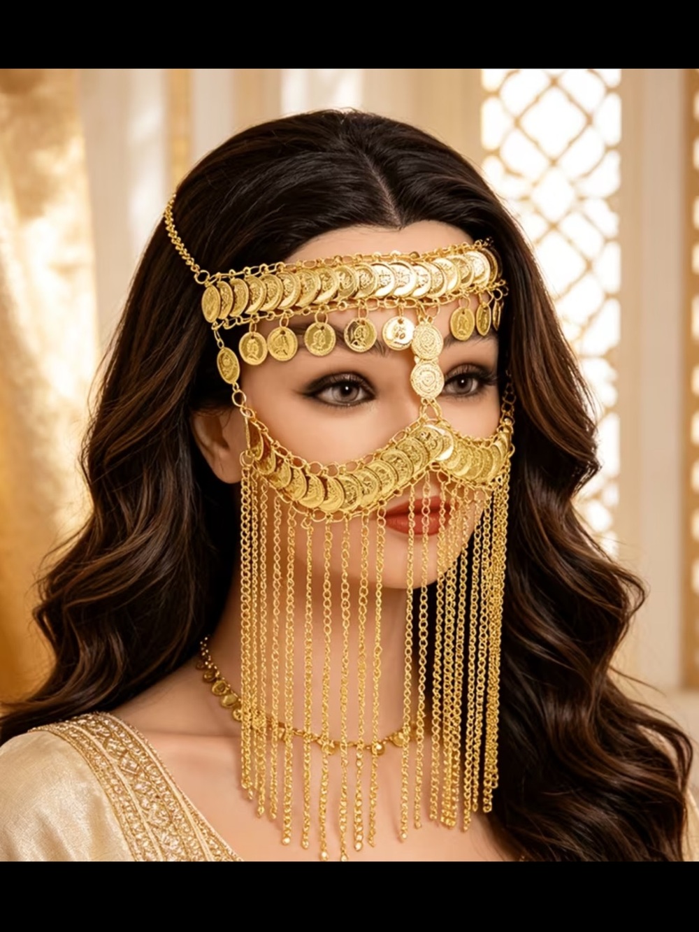 Gold Fringe Chain Statement Necklace